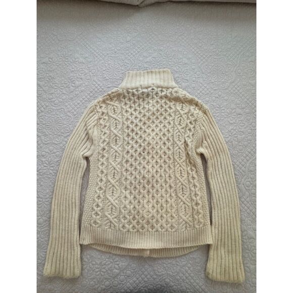 Peregrine 100%Wool Fisherman Cardigan, Cream, Medium. Made in England. - Picture 2 of 5